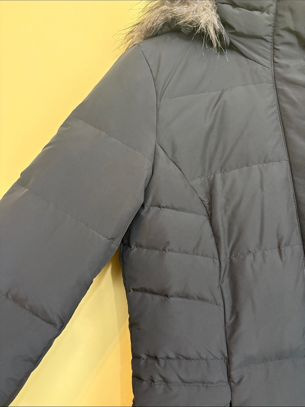 Calvin Klein | Black Long Hooded Puffer Parka Quilted Zip Snap Coat Jacket Small - Picture 8 of 16